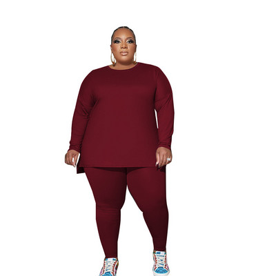 WSFEC XL-5XL Jesenné outfity 2022 Dámske oblečenie Plus Size Dámske oblečenie Dvojdielne súpravy Dámske voľné ležérne top s dlhým rukávom a nohavice