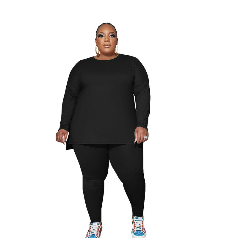 WSFEC XL-5XL Jesenné outfity 2022 Dámske oblečenie Plus Size Dámske oblečenie Dvojdielne súpravy Dámske voľné ležérne top s dlhým rukávom a nohavice