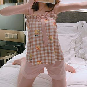 Νεαρό πουκάμισο με καλοκαιρινά πυτζάμες Νέο Sling σορτς Dee Sexy Σετ Πυτζάμες Χαριτωμένο Γυναικείο Σετ Πιτζάμες Σπίτι με στάμπες για νεαρά κορίτσια
