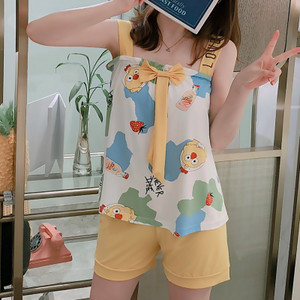 Νεαρό πουκάμισο με καλοκαιρινά πυτζάμες Νέο Sling σορτς Dee Sexy Σετ Πυτζάμες Χαριτωμένο Γυναικείο Σετ Πιτζάμες Σπίτι με στάμπες για νεαρά κορίτσια