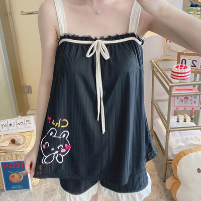 Νεαρό πουκάμισο με καλοκαιρινά πυτζάμες Νέο Sling σορτς Dee Sexy Σετ Πυτζάμες Χαριτωμένο Γυναικείο Σετ Πιτζάμες Σπίτι με στάμπες για νεαρά κορίτσια