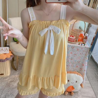 Νεαρό πουκάμισο με καλοκαιρινά πυτζάμες Νέο Sling σορτς Dee Sexy Σετ Πυτζάμες Χαριτωμένο Γυναικείο Σετ Πιτζάμες Σπίτι με στάμπες για νεαρά κορίτσια