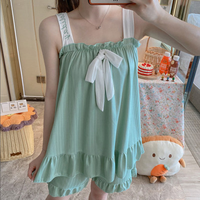 Νεαρό πουκάμισο με καλοκαιρινά πυτζάμες Νέο Sling σορτς Dee Sexy Σετ Πυτζάμες Χαριτωμένο Γυναικείο Σετ Πιτζάμες Σπίτι με στάμπες για νεαρά κορίτσια