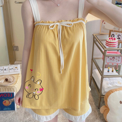 Νεαρό πουκάμισο με καλοκαιρινά πυτζάμες Νέο Sling σορτς Dee Sexy Σετ Πυτζάμες Χαριτωμένο Γυναικείο Σετ Πιτζάμες Σπίτι με στάμπες για νεαρά κορίτσια