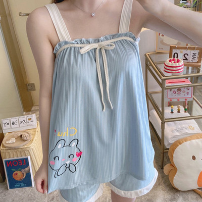 Νεαρό πουκάμισο με καλοκαιρινά πυτζάμες Νέο Sling σορτς Dee Sexy Σετ Πυτζάμες Χαριτωμένο Γυναικείο Σετ Πιτζάμες Σπίτι με στάμπες για νεαρά κορίτσια