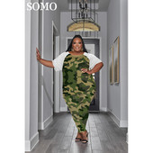 SOMO 2023 New Arrivals εμπριμέ κοντομάνικο και μακρύ παντελόνι σετ δύο τεμαχίων για γυναικεία ρούχα Plus Size Χονδρική Dropshipping