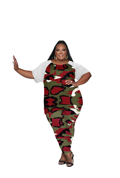 SOMO 2023 New Arrivals εμπριμέ κοντομάνικο και μακρύ παντελόνι σετ δύο τεμαχίων για γυναικεία ρούχα Plus Size Χονδρική Dropshipping