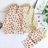 100% puuvillased pikkade varrukatega püksid naiste pidžaamad, kevad-sügis, armsad täpiprinteriga pidžaamad Korea revääriga magamisriided, naiste pidžaamad