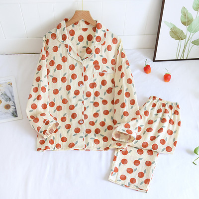 100% puuvillased pikkade varrukatega püksid naiste pidžaamad, kevad-sügis, armsad täpiprinteriga pidžaamad Korea revääriga magamisriided, naiste pidžaamad