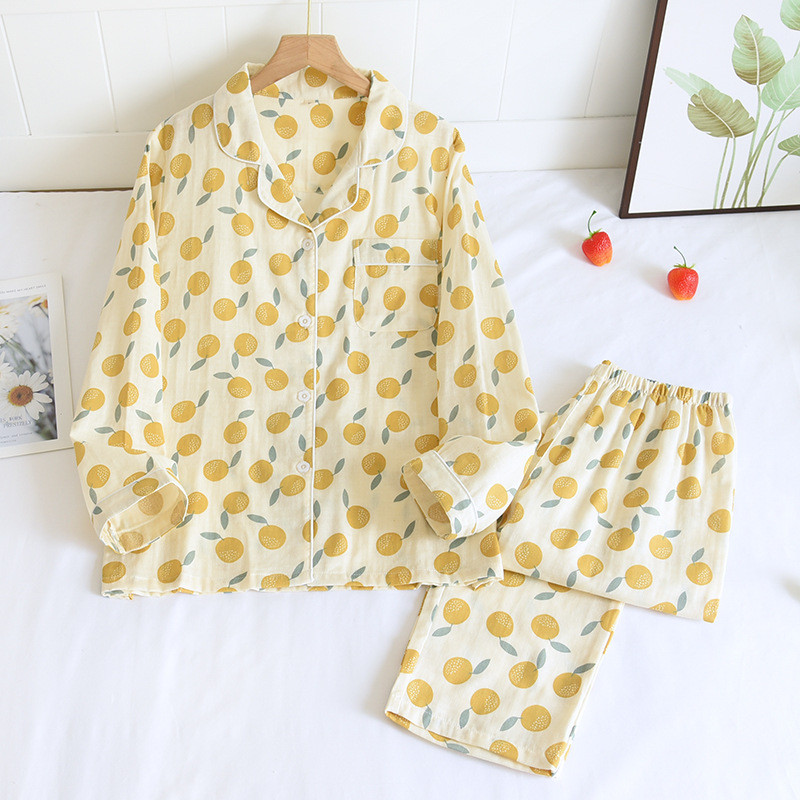 100% puuvillased pikkade varrukatega püksid naiste pidžaamad, kevad-sügis, armsad täpiprinteriga pidžaamad Korea revääriga magamisriided, naiste pidžaamad