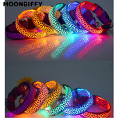 Zgarda luminoasă cu LED pentru animale de companie pentru câine, guler reglabil cu leopard strălucitor pentru pisici, guler de siguranță de noapte, pluș, Golden Retriever, pentru plimbări de câini