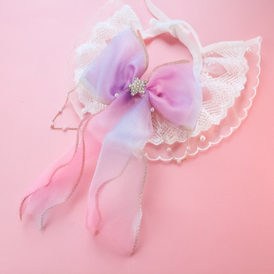 Lemmikloomatarvikud Lemmiklooma kaelarihmad Kassi koerte tikitud pits rinnatükk, vibu kaunistused Ääristega kaelarihm Lemmikloomatarbed kasside riietamise tööriist