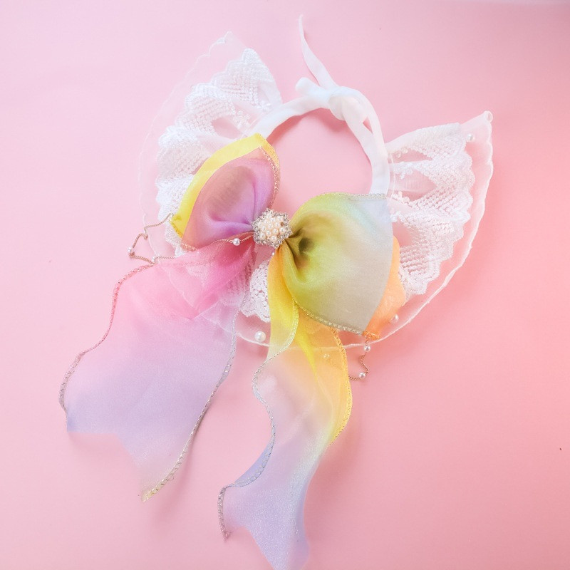 Lemmikloomatarvikud Lemmiklooma kaelarihmad Kassi koerte tikitud pits rinnatükk, vibu kaunistused Ääristega kaelarihm Lemmikloomatarbed kasside riietamise tööriist