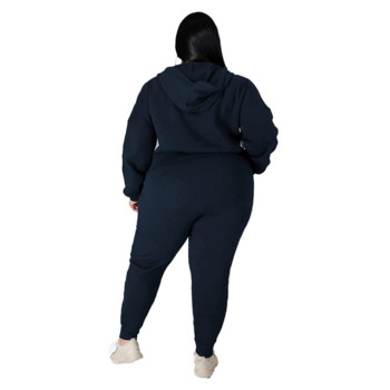 Plus Size Γυναικεία Ρούχα Φθινοπωρινής Μόδας Casual αθλητικό κοστούμι μονόχρωμο πουλόβερ Γυναικείο σετ δύο τεμαχίων XL-5XL Oversize