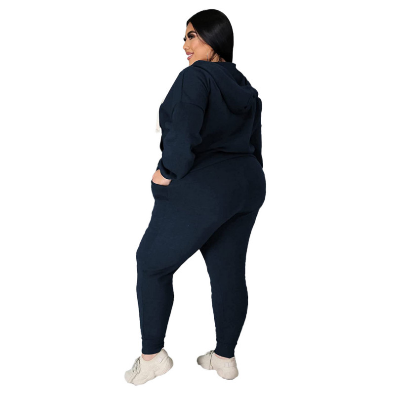 Dámske oblečenie Plus Size, jesenná móda, ležérny športový oblek, jednofarebný sveter, dvojdielna súprava, dámska veľkosť XL-5XL, nadrozmerná
