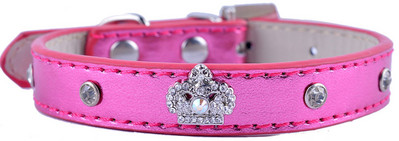 Rhinestone Puppy Dog Collar Pu Δερμάτινο κολάρο για σκύλους Rhinestones Crown Charm Κολιέ για κατοικίδια Προμήθειες για σκύλους