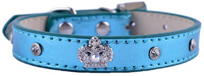 Rhinestone Puppy Dog Collar Pu Δερμάτινο κολάρο για σκύλους Rhinestones Crown Charm Κολιέ για κατοικίδια Προμήθειες για σκύλους