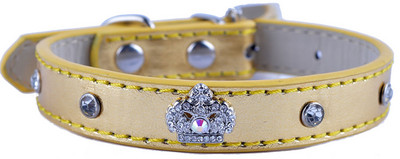 Rhinestone Puppy Dog Collar Pu Δερμάτινο κολάρο για σκύλους Rhinestones Crown Charm Κολιέ για κατοικίδια Προμήθειες για σκύλους
