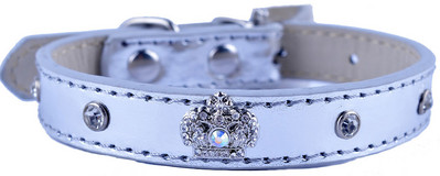Rhinestone Puppy Dog Collar Pu Δερμάτινο κολάρο για σκύλους Rhinestones Crown Charm Κολιέ για κατοικίδια Προμήθειες για σκύλους