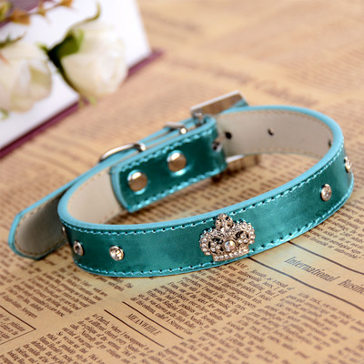 Rhinestone Puppy Dog Collar Pu Δερμάτινο κολάρο για σκύλους Rhinestones Crown Charm Κολιέ για κατοικίδια Προμήθειες για σκύλους