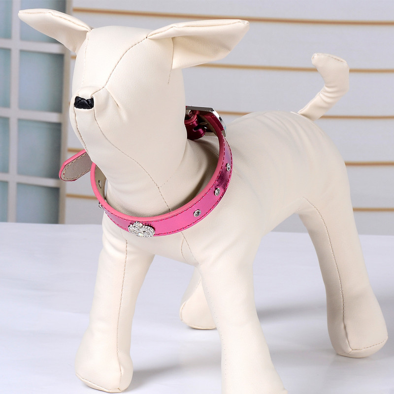 Rhinestone Puppy Dog Collar Pu Δερμάτινο κολάρο για σκύλους Rhinestones Crown Charm Κολιέ για κατοικίδια Προμήθειες για σκύλους