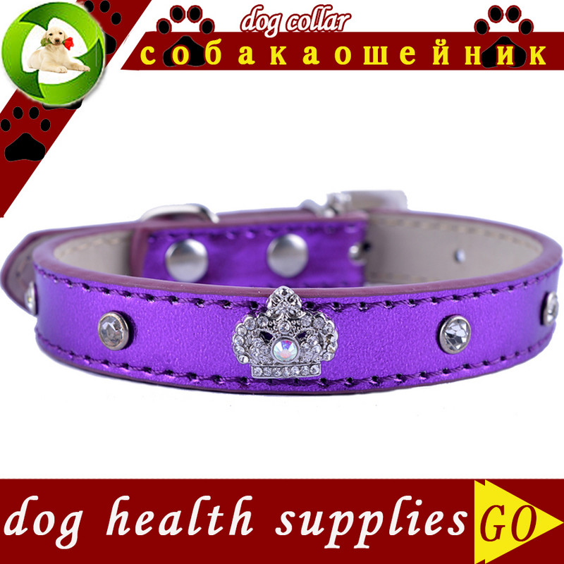 Rhinestone Puppy Dog Collar Pu Δερμάτινο κολάρο για σκύλους Rhinestones Crown Charm Κολιέ για κατοικίδια Προμήθειες για σκύλους