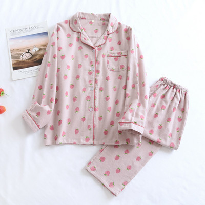 Ρομαντική εκτύπωση Pure Cotton Sleepwear Leisure Γυναικεία Ρούχα Σπίτι Φθινοπωρινές χειμερινές πιτζάμες 100% Coton Fashion Σετ σαλονιών