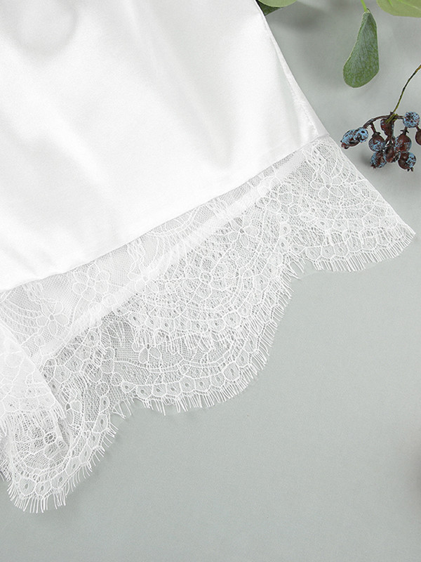 Hiloc Petal Sleeve Satiinist magamisriided Üherealised puhkeriided, valged seksikad naiste pidžaamad, pitsidega liibuv lühikesed komplektid 2023. aasta suvi