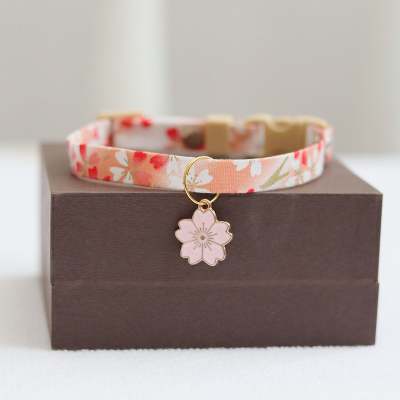 Γιαπωνέζικο Sakura Personalized Dog Choker Ετικέτες Χαραγμένο Glitter Κολάρο κουταβιού γάτας Κρεμαστό γιακά κατοικίδιων Αξεσουάρ κατοικίδιων Πόδι