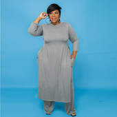 3XL 4XL 5XL 2022 Îmbrăcăminte pentru femei de mărime mare Set două piese Top cu mâneci lungi și pantaloni Costume de modă pentru femei Comert cu ridicata