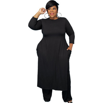 3XL 4XL 5XL 2022 Plus Size Γυναικεία Ρούχα Σετ δύο τεμαχίων Σχιστό μακρυμάνικο μπλουζάκι και παντελόνι Fashion Female Outft Χονδρική