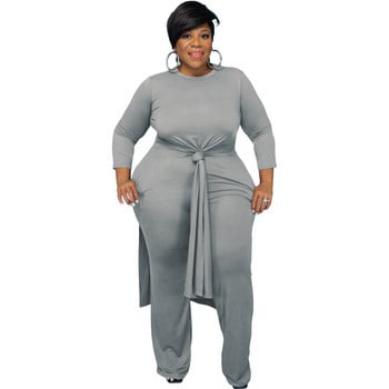 3XL 4XL 5XL 2022 Plus Size Γυναικεία Ρούχα Σετ δύο τεμαχίων Σχιστό μακρυμάνικο μπλουζάκι και παντελόνι Fashion Female Outft Χονδρική