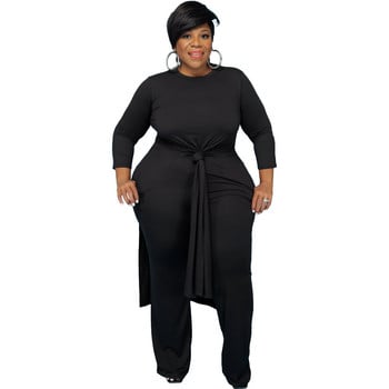 3XL 4XL 5XL 2022 Plus Size Γυναικεία Ρούχα Σετ δύο τεμαχίων Σχιστό μακρυμάνικο μπλουζάκι και παντελόνι Fashion Female Outft Χονδρική