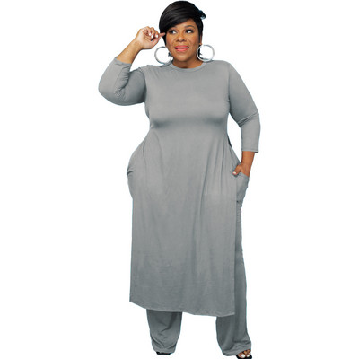 3XL 4XL 5XL 2022 Îmbrăcăminte pentru femei de mărime mare Set două piese Top cu mâneci lungi și pantaloni Costume de modă pentru femei Comert cu ridicata