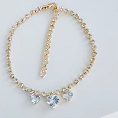 Εξαιρετικό κολιέ γάτα με στρας που λάμπει φωτεινό ροδακινί καρδιά ζιργκόν Bling καλλωπισμός κουτάβι γατάκι γάτα σκύλος κολάρα για κατοικίδια Προϊόν για γάτα