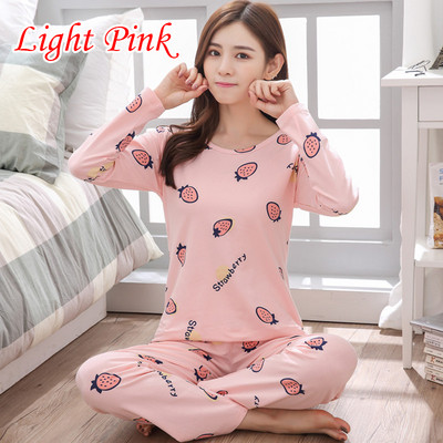 M-2XL 8Colors Cartoon O-kaelusega Animal Fruit pikkade varrukatega pidžaamakomplekt Armas vabaaja pehme naiste sügistalvine pükste magamisriiete ülikond