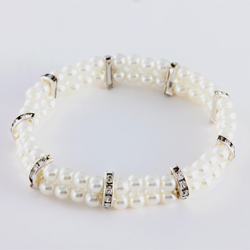 Perle cu două straturi Guler de pisică Accesorii pentru câini pentru câini de talie mică Colier de nuntă Bijuterii pentru femele de câini Pisicuțe Lucruri pentru câini la modă