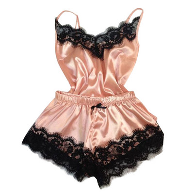 Pijamale pentru femei Lenjerie de dormit Lenjerie sexy Set de dormit și relaxare Set de halat din dantelă din mătase satinată Pijamale Cămașă de noapte Costum de acasă