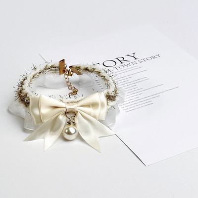 Κολάρο γάτας για σκύλους κατοικίδιων ζώων Χαριτωμένο κολάρο γάτας με φιόγκο με δαντέλα Ρυθμιζόμενο κολιέ γάτας Κοσμήματα με γλυκό λαιμό διακοσμητικά αξεσουάρ για κατοικίδια Προμήθειες για κατοικίδια