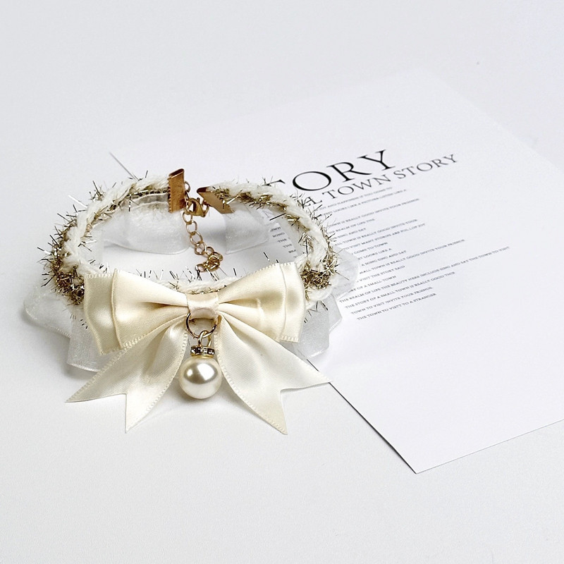 Κολάρο γάτας για σκύλους κατοικίδιων ζώων Χαριτωμένο κολάρο γάτας με φιόγκο με δαντέλα Ρυθμιζόμενο κολιέ γάτας Κοσμήματα με γλυκό λαιμό διακοσμητικά αξεσουάρ για κατοικίδια Προμήθειες για κατοικίδια