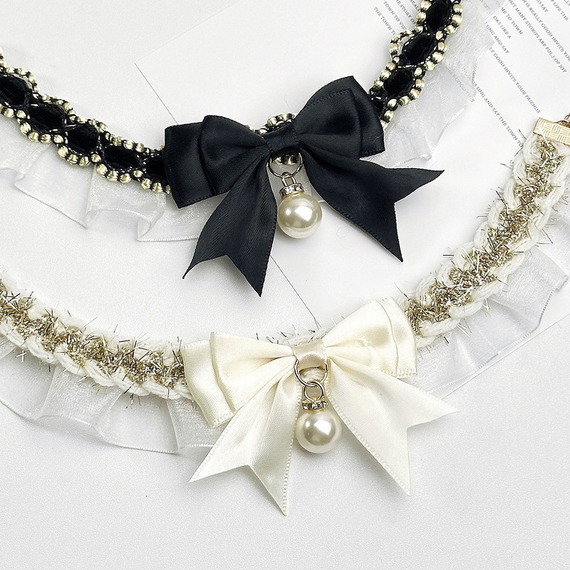 Κολάρο γάτας για σκύλους κατοικίδιων ζώων Χαριτωμένο κολάρο γάτας με φιόγκο με δαντέλα Ρυθμιζόμενο κολιέ γάτας Κοσμήματα με γλυκό λαιμό διακοσμητικά αξεσουάρ για κατοικίδια Προμήθειες για κατοικίδια