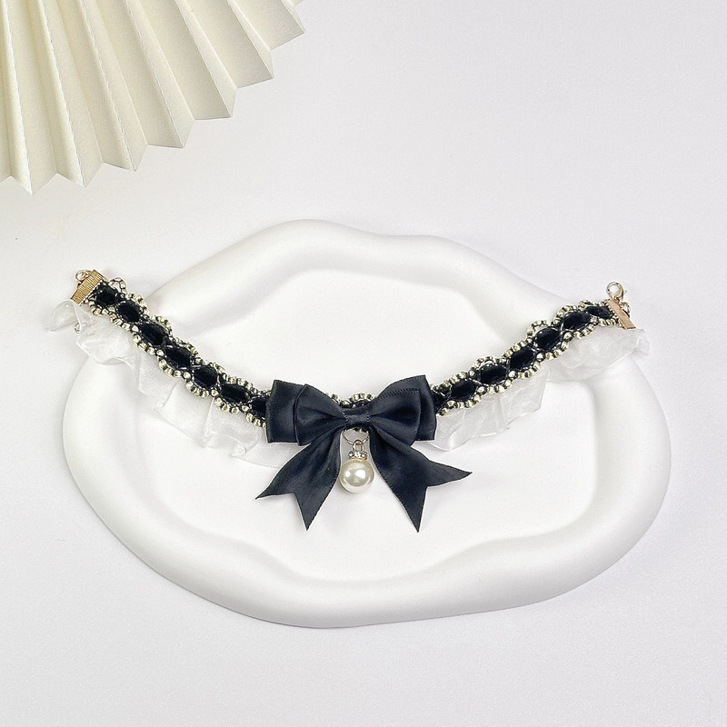 Κολάρο γάτας για σκύλους κατοικίδιων ζώων Χαριτωμένο κολάρο γάτας με φιόγκο με δαντέλα Ρυθμιζόμενο κολιέ γάτας Κοσμήματα με γλυκό λαιμό διακοσμητικά αξεσουάρ για κατοικίδια Προμήθειες για κατοικίδια