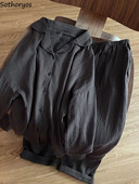 Στερεά Σετ Πυτζάμες Γυναικείες Δροσερές Ειδικές Φθινοπωρινές Κομψές Δημοφιλείς Κομψές Βασικές Αρχές Κορεατικού Στιλ Σαγηνευτικό Ιδιοσυγκρασιακό Νέο