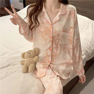 Στερεά Σετ Πυτζάμες Γυναικείες Δροσερές Ειδικές Φθινοπωρινές Κομψές Δημοφιλείς Κομψές Βασικές Αρχές Κορεατικού Στιλ Σαγηνευτικό Ιδιοσυγκρασιακό Νέο