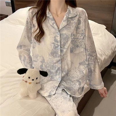 Στερεά Σετ Πυτζάμες Γυναικείες Δροσερές Ειδικές Φθινοπωρινές Κομψές Δημοφιλείς Κομψές Βασικές Αρχές Κορεατικού Στιλ Σαγηνευτικό Ιδιοσυγκρασιακό Νέο