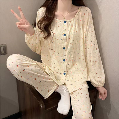 Στερεά Σετ Πυτζάμες Γυναικείες Δροσερές Ειδικές Φθινοπωρινές Κομψές Δημοφιλείς Κομψές Βασικές Αρχές Κορεατικού Στιλ Σαγηνευτικό Ιδιοσυγκρασιακό Νέο