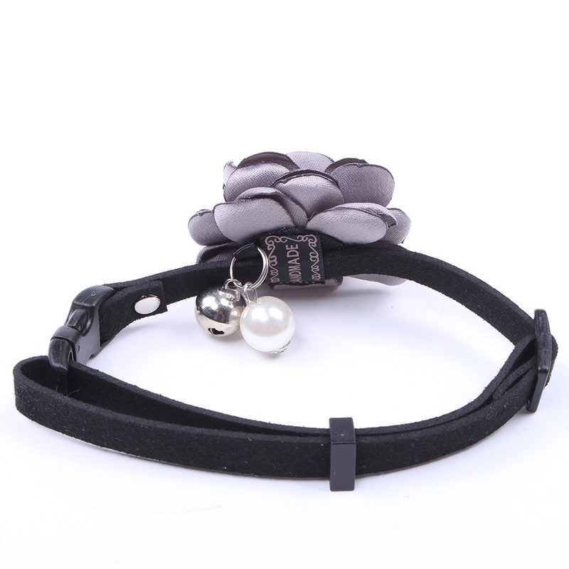 Colier de câine, pisică, reglabil, trandafiri, cu clopoței, pentru animale de companie, pentru femele Chihuahua Yorkie