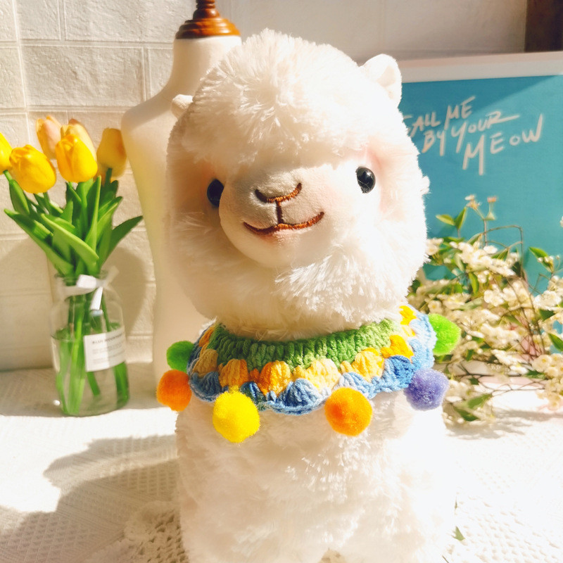 Κολάρο γάτας κατοικίδιου σκύλου με ντεγκραντέ μπαλάκι ουράνιου τόξου Χειροποίητο γιακά σκύλου μπαντάνα Πλεκτό γιακά γατάκι Πλεκτό κουκλίστικο σαλιάρα