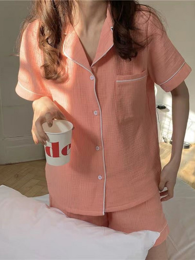 Pizsama szettek Női Szép puha, tiszta zsebek Alkalmi rövid ujjú divat Otthon Nyári hálóruha, Diákok koreai stílus