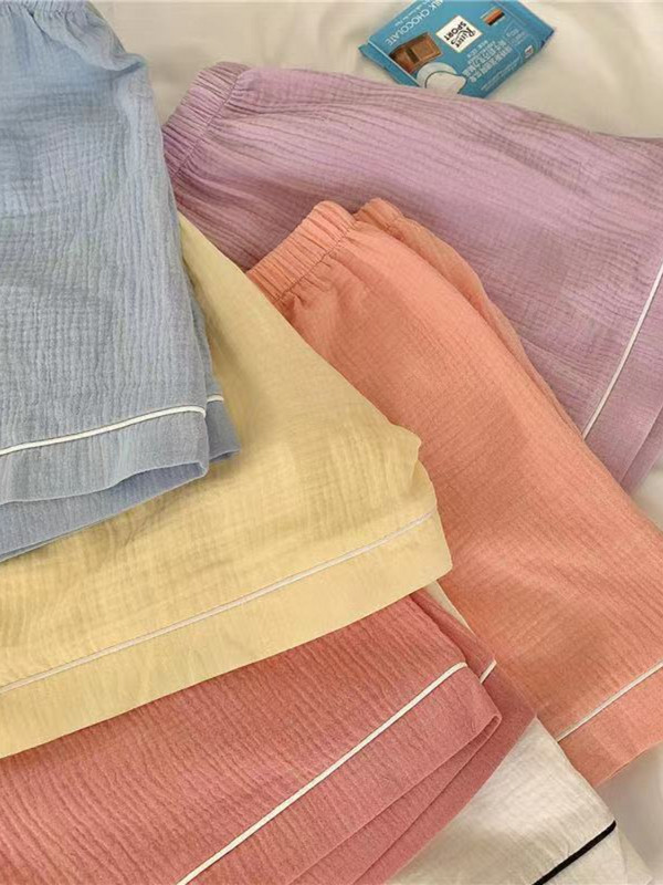 Pizsama szettek Női Szép puha, tiszta zsebek Alkalmi rövid ujjú divat Otthon Nyári hálóruha, Diákok koreai stílus